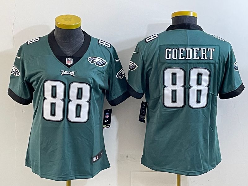 Women Philadelphia Eagles #88 Goedert Green 2025 Nike Vapor Limited NFL Jersey style 3->women nfl jersey->Women Jersey